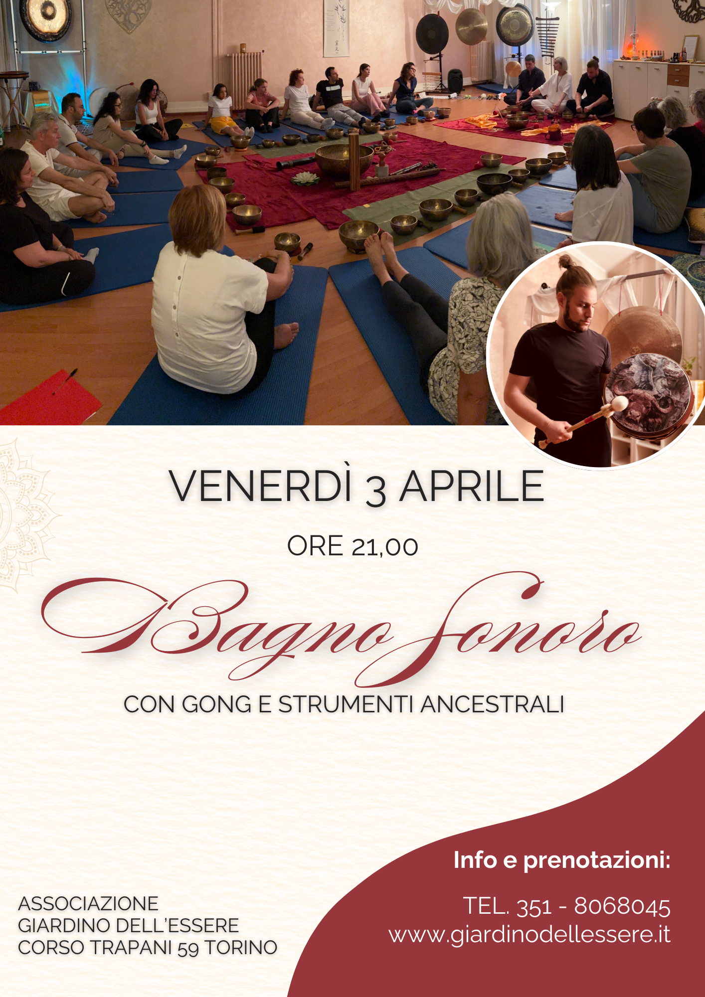 BAGNO SONORO CON GONG E CAMPANE TIBETANE