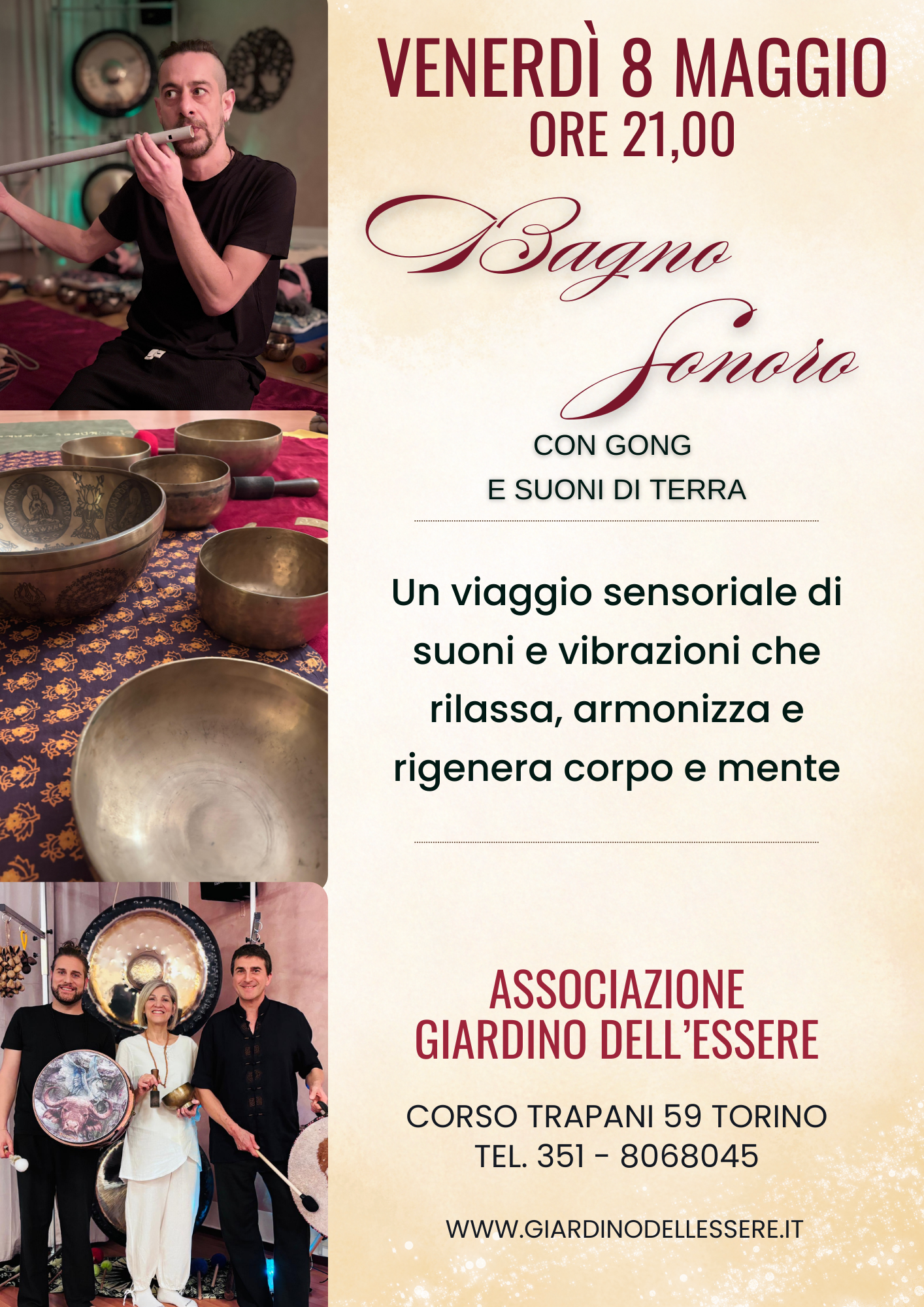 Bagno Sonoro con Gong, Campane Tibetane e Strumenti Ancestrali